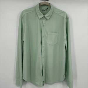 VRST Mens Long Sleeve Button Down Performance Shirt Seafoam Green Large Techwear